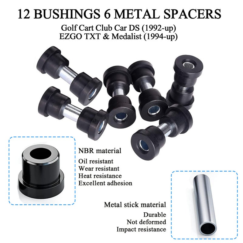 9.99WORLD MALL Rear Leaf Spring Bushing Set fit for Golf Cart Club Car DS (1992-up) EZGO TXT & Medalist (1994-up) Replacement Part 70289-G02 70291-G01 1012303 1015583 - Image 3